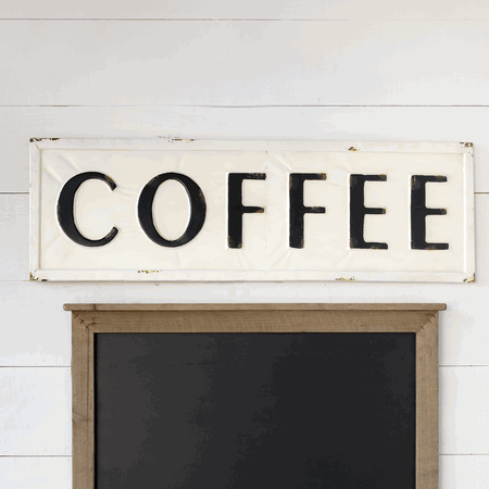 Embossed Metal Coffee Sign