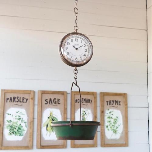 Green Hanging Grocery Scale Clock