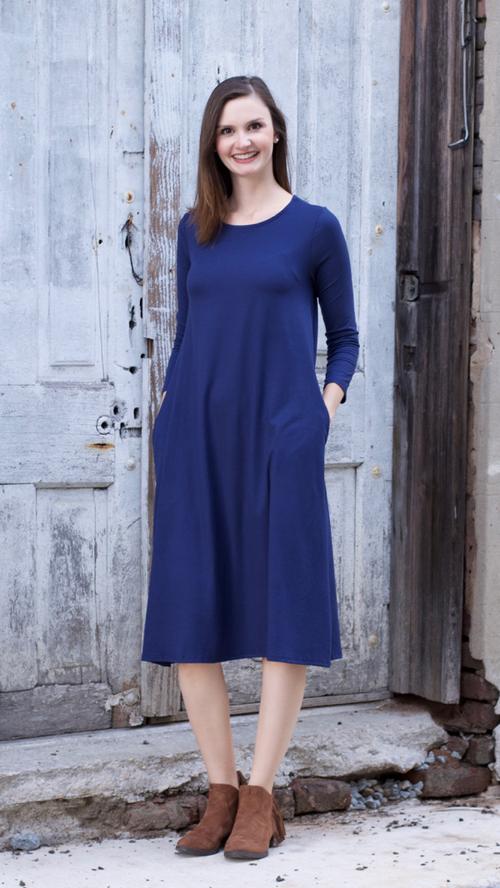 Signature Swing Dress in Navy (S-XL)