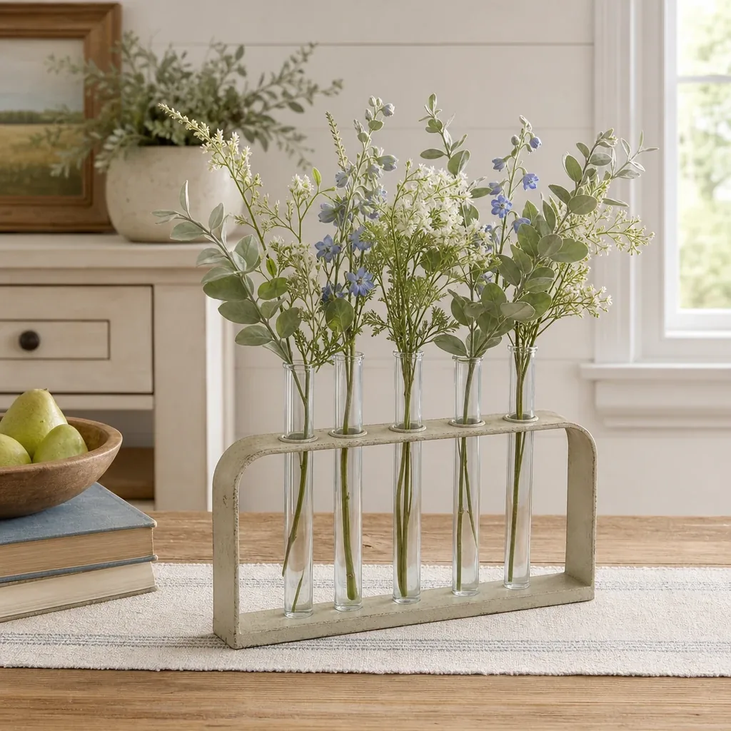 Alternate view of Multi-Tube Rack styled on a softly lit farmhouse surface