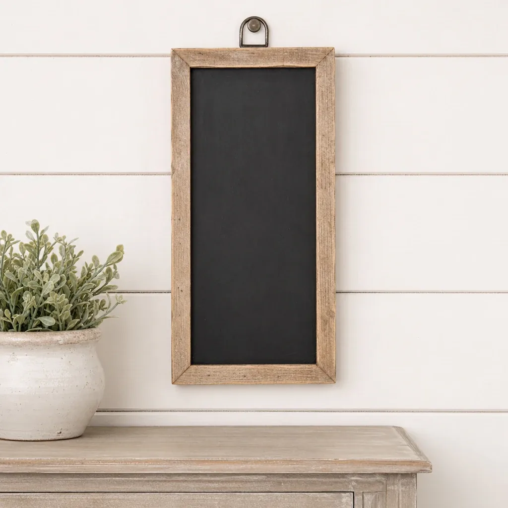 Alternate view of Small Blackboard Message Board displayed in a warm farmhouse interior