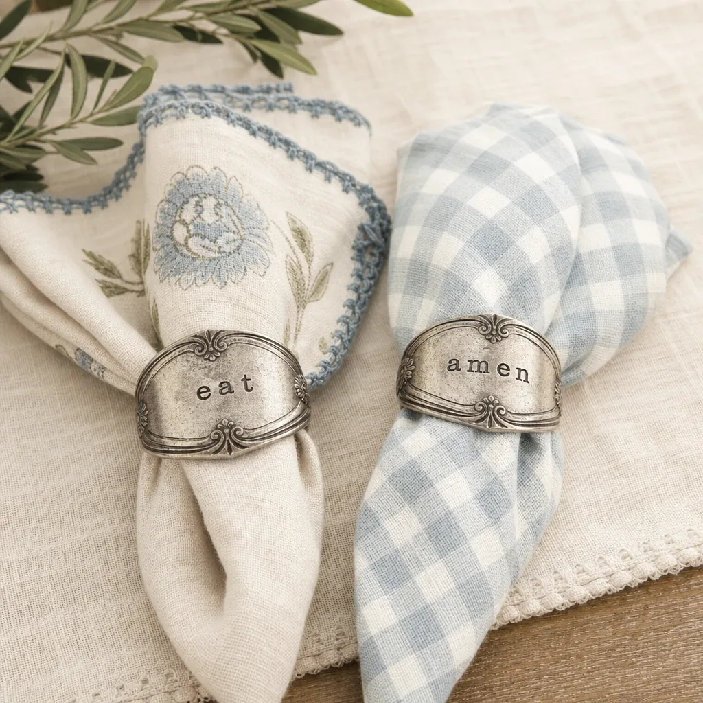 Southern Napkin Rings styled in a warm farmhouse room