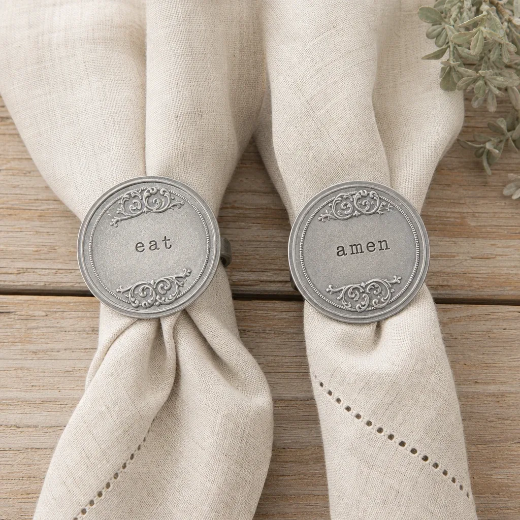 Alternate view of Southern Napkin Rings styled in a warm farmhouse room